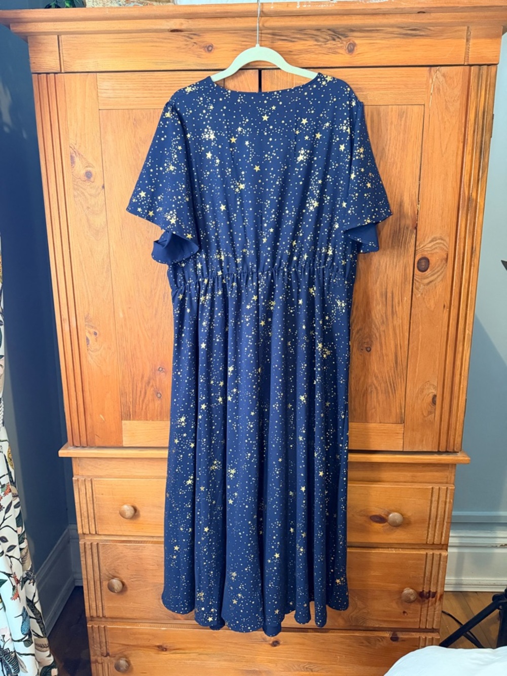 BloomChic Navy Tea Length Dress with Gold Star Print - Picture 5 of 5